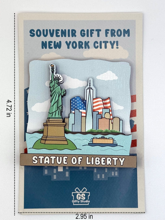 Statue of Liberty - 3D Wooden Souvenir Magnet - 10 pcs