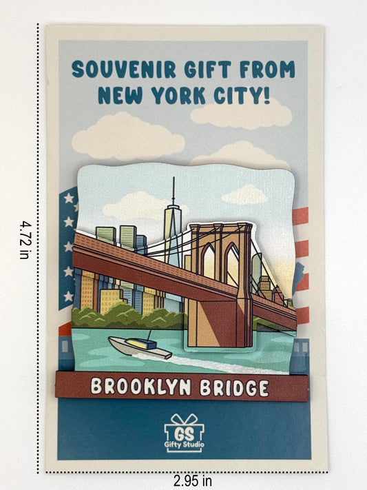 Brooklyn Bridge - 3D Wooden Souvenir Magnet - 10 pcs