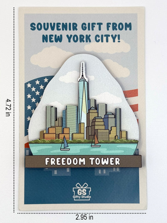 Freedom Tower - 3D Wooden Souvenir  Magnet - 10 pcs