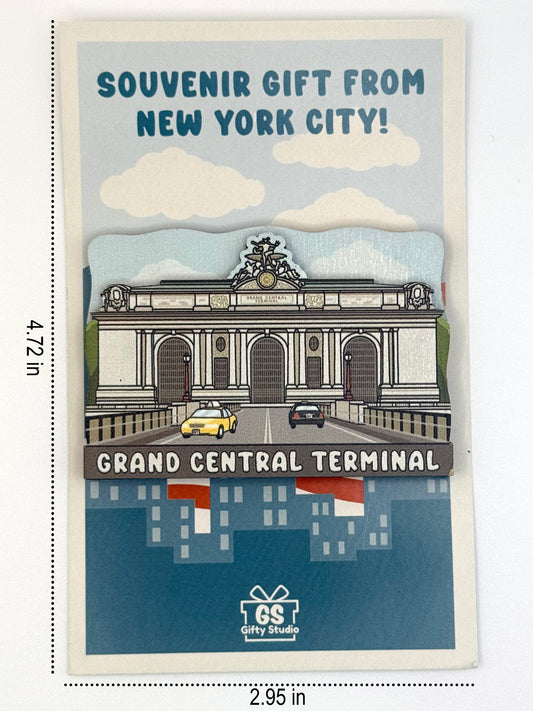 Grand Central Terminal - 3D Wooden Souvenir Magnet - 10 pcs