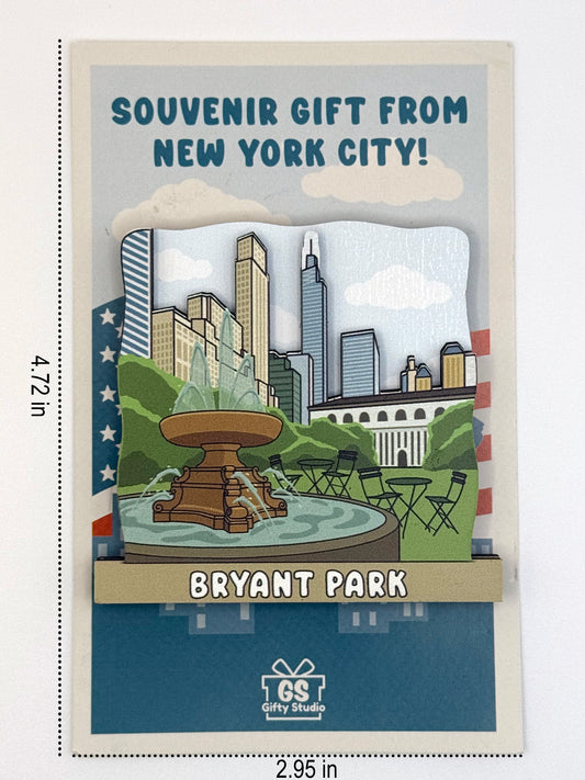 Bryant Park - 3D Wooden Souvenir Magnet - 10 pcs