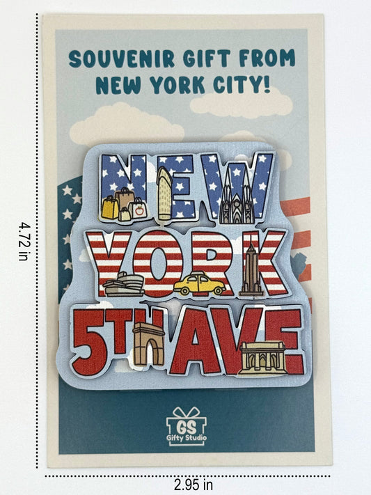 Fifth Avenue - 3D Wooden Souvenir Magnet - 10 pcs