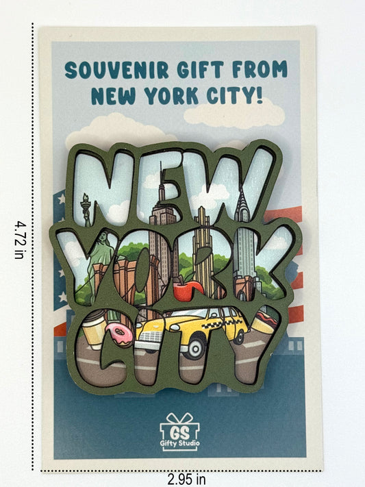 New York Collage - 3D Wooden Souvenir Magnet - 10 pcs