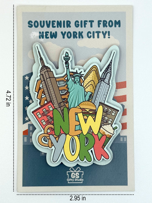 New York Collage - 3D Wooden Souvenir Magnet - 10 pcs