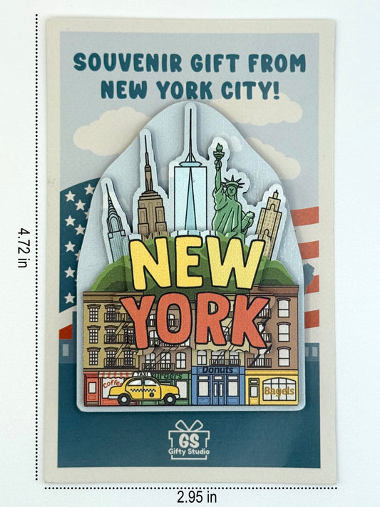 New York Townhouse - 3D Wooden Souvenir Magnet - 10 pcs