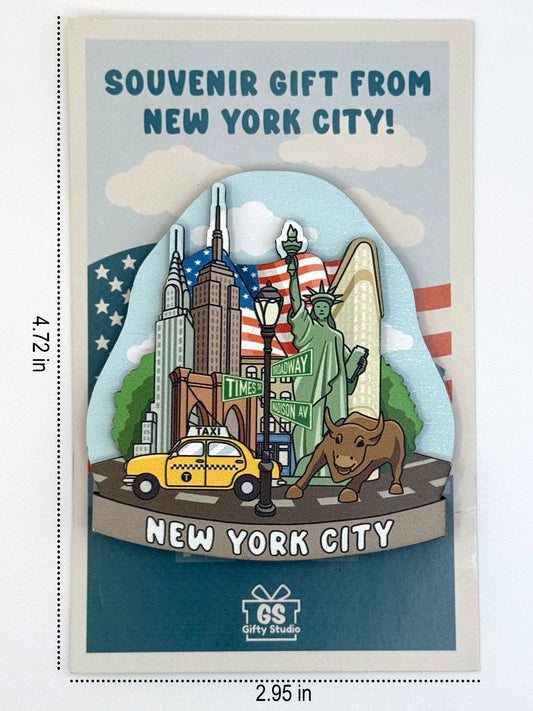 New York Collage - 3D Wooden Souvenir Magnet - 10 pcs