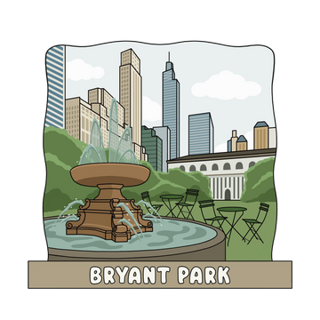 Bryant Park - 3D Wooden Souvenir Magnet - 10 pcs