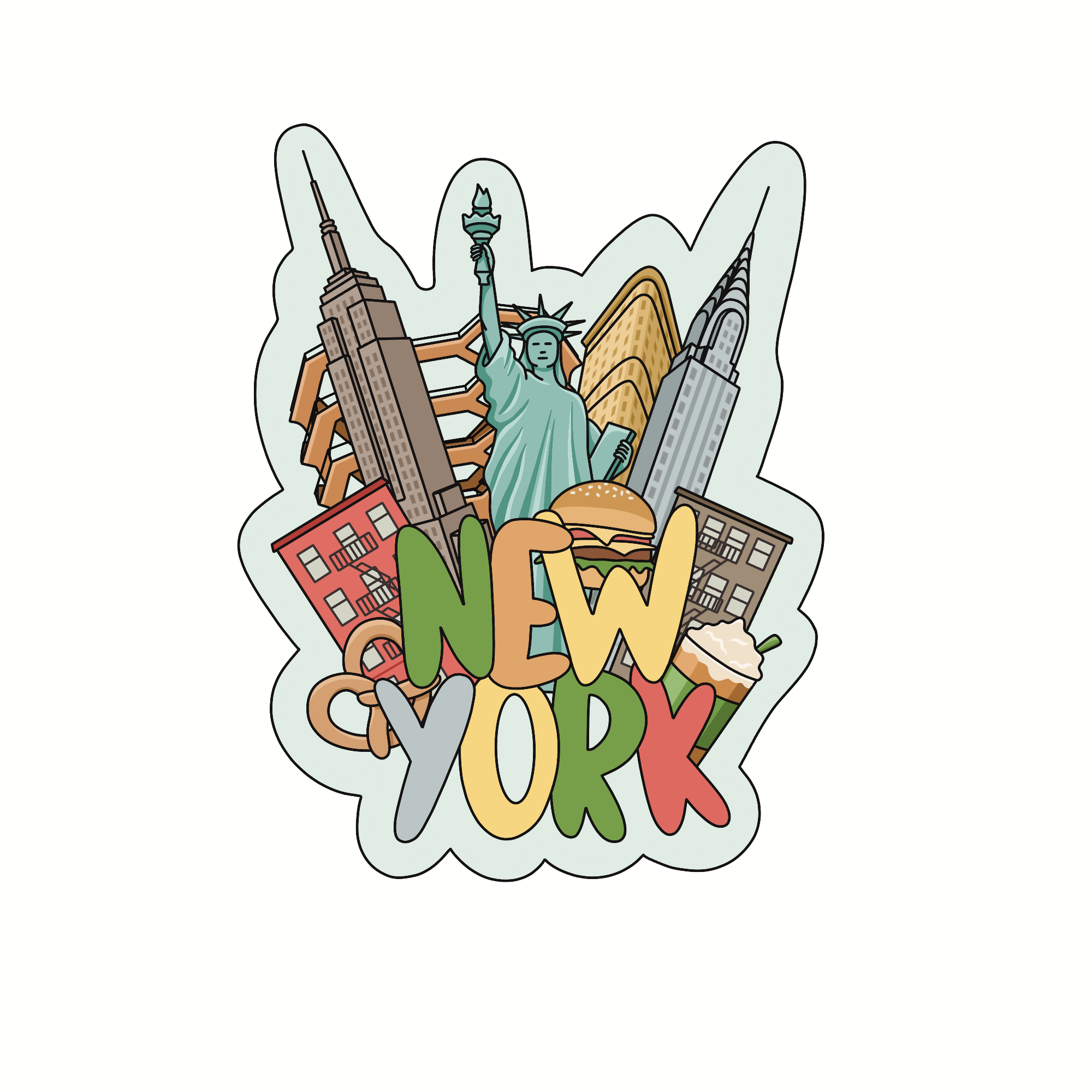 New York Collage - 3D Wooden Souvenir Magnet - 10 pcs